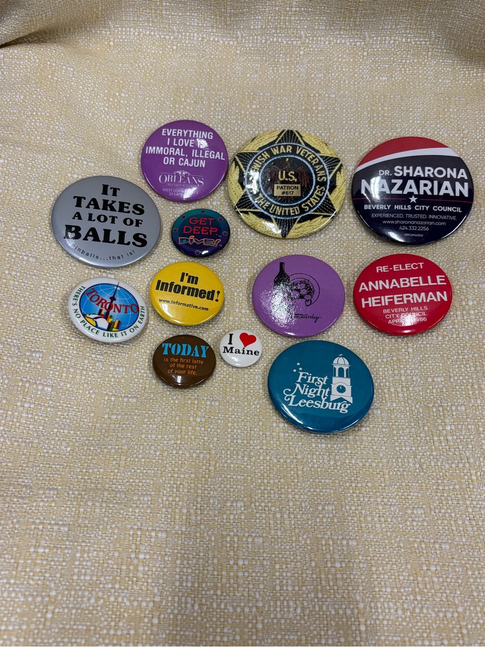Assorted Collectible Pinback Buttons - Multicolor - Picture 2 of 5